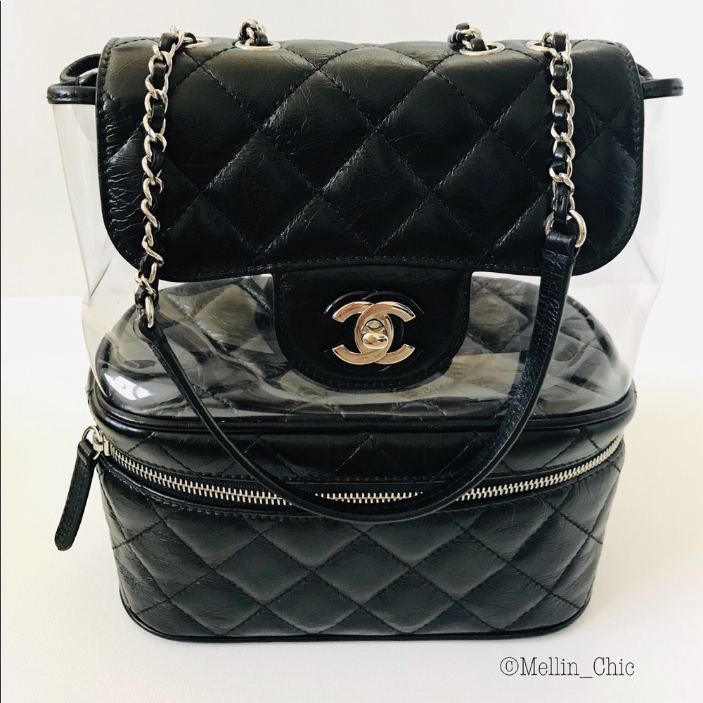 Zip Around PVC Flap Bag Quilted Crumpled Calfskin - Picture 1 of 9